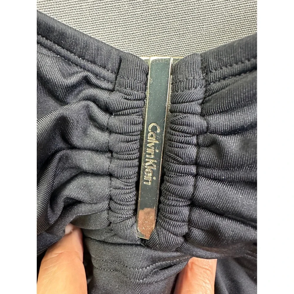 Calvin Klein Women Black Bandeau Ruched One Piece Swimsuit CG5MS002 Size‎ 14